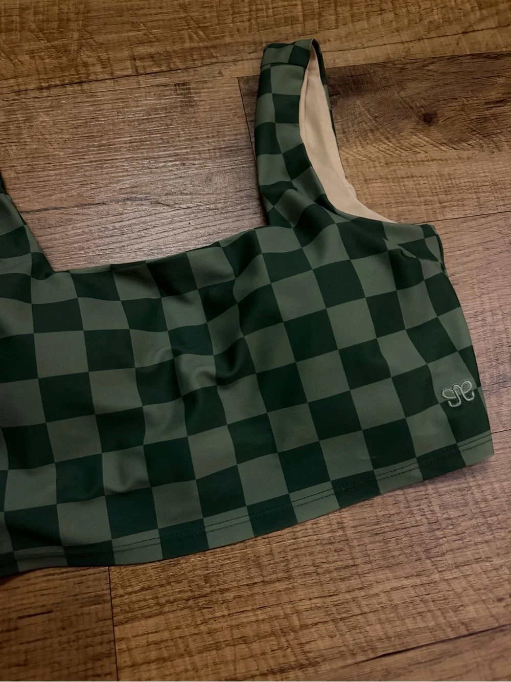Albion GREEN CHECK OLIVIA SWIM CROP